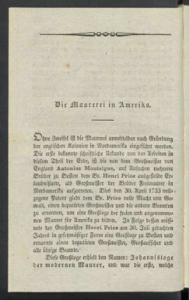 Die Maurerei in Amerika.