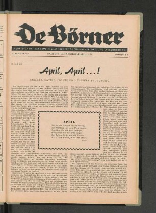 April, April...! : Scherz, Satire, Ironie und tiefere Bedeutung