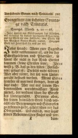 Evangelium am sechsten Sonntage nach Trinitatis