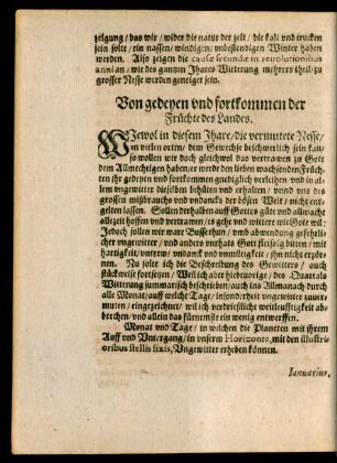 Von gedeyen und fortkommen der Früchte des Landes.