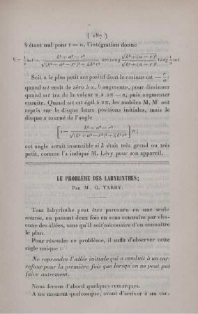 Le problème des labyrinthes.