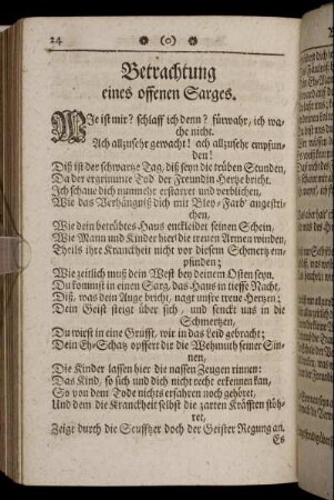Betrachtung eines offenen Sarges.