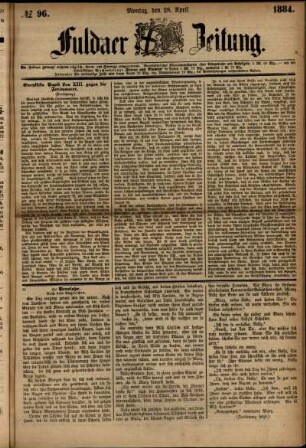 Ausgabe vom Montag, den 28. April 1884.