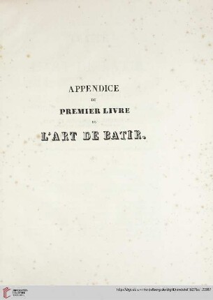 Appendice du premier livre de l’art de batir