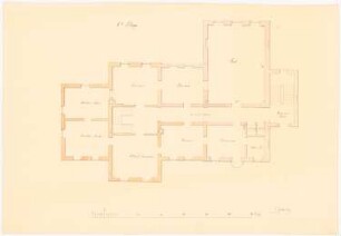 Herrenhaus Schönborn Umbau: Grundriss des 1. Obergeschosses, Maßstabsleiste