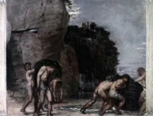 Ausfahrt der Fischerboote. Skizze zu den Fresken in Neapel