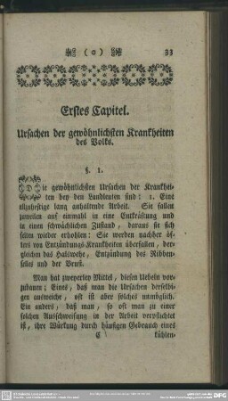 Erstes Capitel. Ursachen der gewöhnlichsten Krankheiten des Volks
