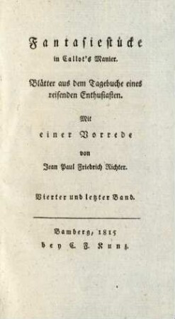 Bd. 4: Fantasiestücke in Callot's Manier