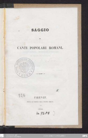 Saggio di canti popolari romani
