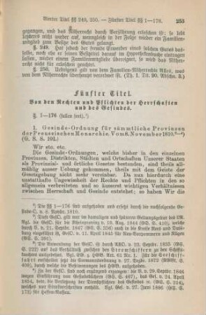 Fünfter Titel. Von den Rechten und Pflichten der Herrschaften und des Gesindes