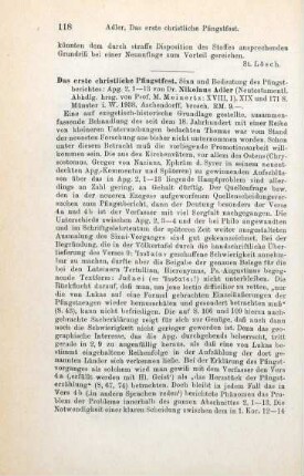 118-119 [Rezension] Adler, Nikolaus, Das erste christliche Pfingstfest