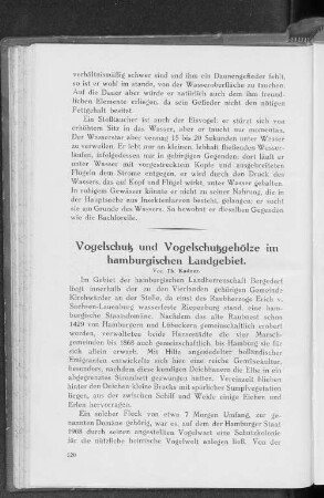 Vogelschutz und Vogelschutzgehölze im hamburgischen Landgebiet.
