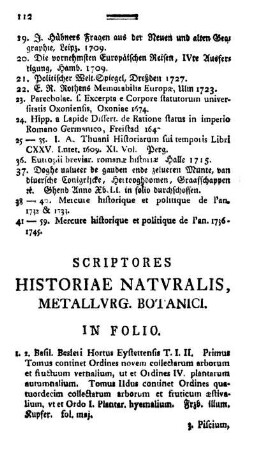 Scriptores Historiae Naturalis, Metallurg. Botanici.