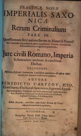 Practica nova imperialis Saxonica rerum criminalium : in partes tres divisa. 3