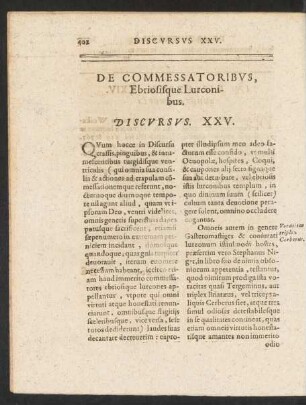 De Commessatoribus, Ebriosisque Lurconibus. Discursus XXV.