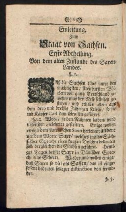 Erste Abtheilung. Von dem alten Zustande des Saxen-Landes.