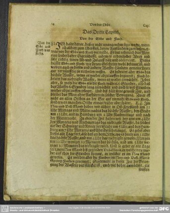 Das Dritte Capitel, Von der Ebbe und Fluth