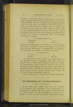 Zur Behandlung der Cyaningelatineplatte
