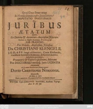 Disputatio Inauguralis De Iuribus Aetatum
