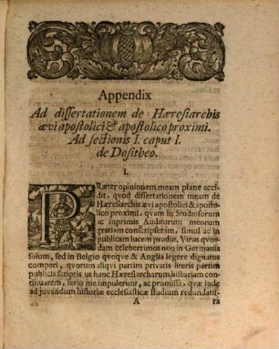 Appendix Dissertationis De Haeresiarchis Aevi Apostolici Et Apostolico Proximi : Cui Accedit: Heptas Dissertationum Selecta quaedam historiae ecclesiasticae veteris & novae capita illustrantium
