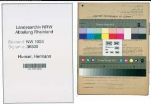 Entnazifizierung Hermann Hueser , geb. 25.08.1886 (Schiffer)