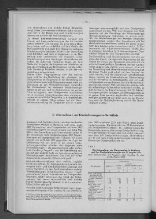 Tabelle 1: Die Unternehmen des Gastgewerbes in Hamburg und ihre Zweigniederlassungen am 31. August 1960