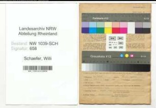 Entnazifizierung Willi Schaefer , geb. 18.09.1909 (Postangestellter)