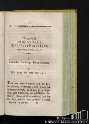 I. Geschichte des Kongresses zu Rastadt.