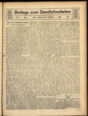 Zweite Ausgabe vom Sonntag, den 29. September 1912.