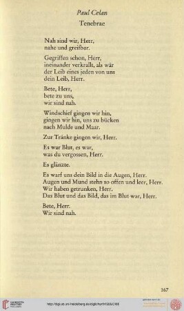 Paul Celan: Tenebrae