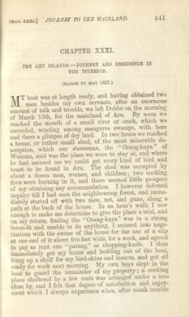 Chapter XXXI. The Aru Islands. - Journey and residence in the interior
