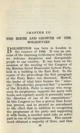 Chapter III The birth and growth of the Bolsheviks