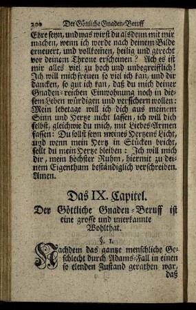 Das IX. Capitel. Der Göttliche Gnaden-Beruff ist eine Grosse und unerkannte Wohlthat.