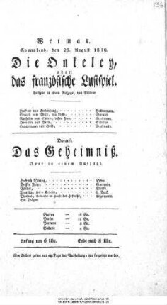 Die Onkeley, oder: das französische Lustspiel