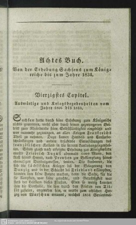 Achtes [i.e. Siebentes] Buch. Von der Erhebung Sachsens zum Königreich bis zum Jahre 1834