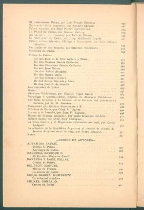 Índice de autores [del Año III]