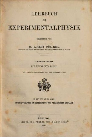 Lehrbuch der Experimentalphysik : mit theilweiser Benutzung von Jamin's Cours de physique de l'école polytechnique. 2