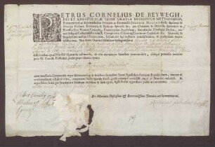Erteilung der vier niederen Weihen für Philipp Anton von Eltz-Uttingen.