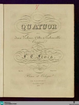 Quatuor pour deux Violons, Alto et Violoncelle : Op. 34