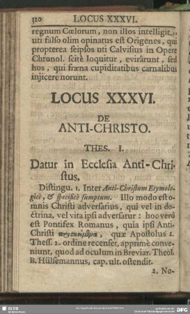Locus XXXVI. De Anti-Christo