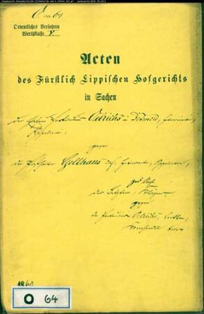 Oelrichs, Frau gegen Posthalter Gellhaus - Kornhandel