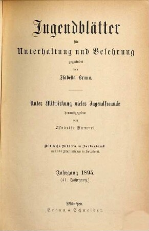 Jugendblätter. 1895 = Jg. 41
