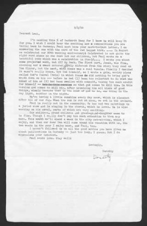 Brief: Dorothy Rosenbaum Schmidt an Leni Alexander, 09. Februar 1989