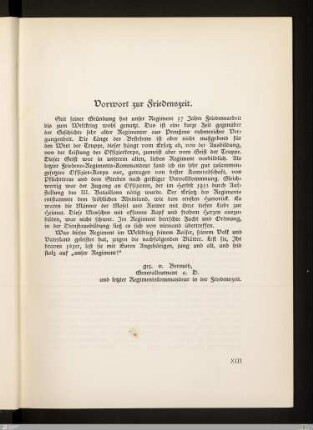 Vorwort zur Friedenszeit