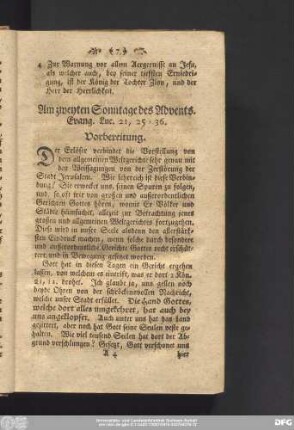 Am zweyten Sonntage des Advents. Evang. Luc. 21, 25 - 36.