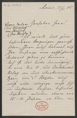 Brief an Friedrich Wilhelm Jähns : 25.11.1875