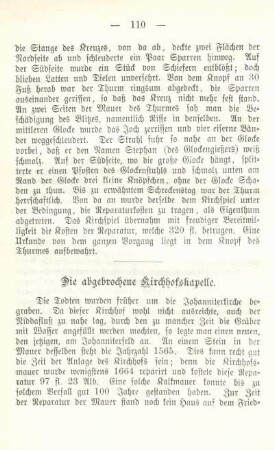 Die abgebrochene Kirchhofskapelle.