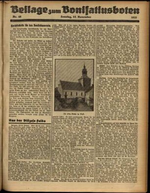 Zweite Ausgabe vom Sonntag, den 12. November 1933.