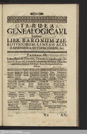 Tabula Genealogica VI.