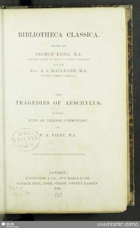 The tragedies of Aeschylus
